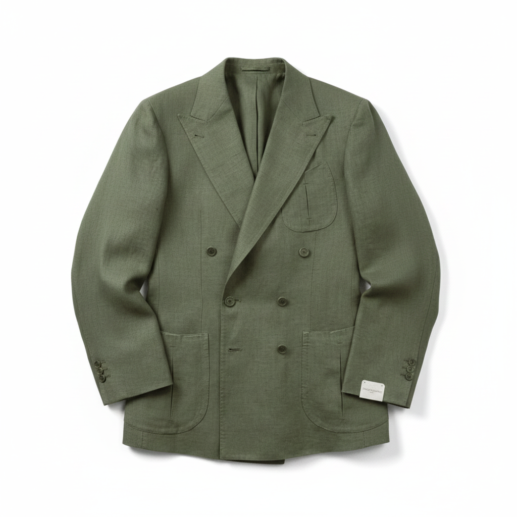 Orazio Luciano X Enis Inci - Zeytin Yeşili Hellard Saf Keten Ceket