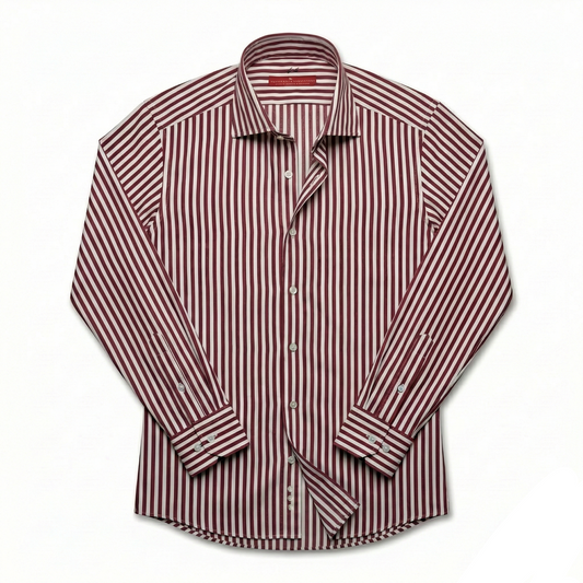 Riviera Di Perla Gömlek - Bordo ve Beyaz