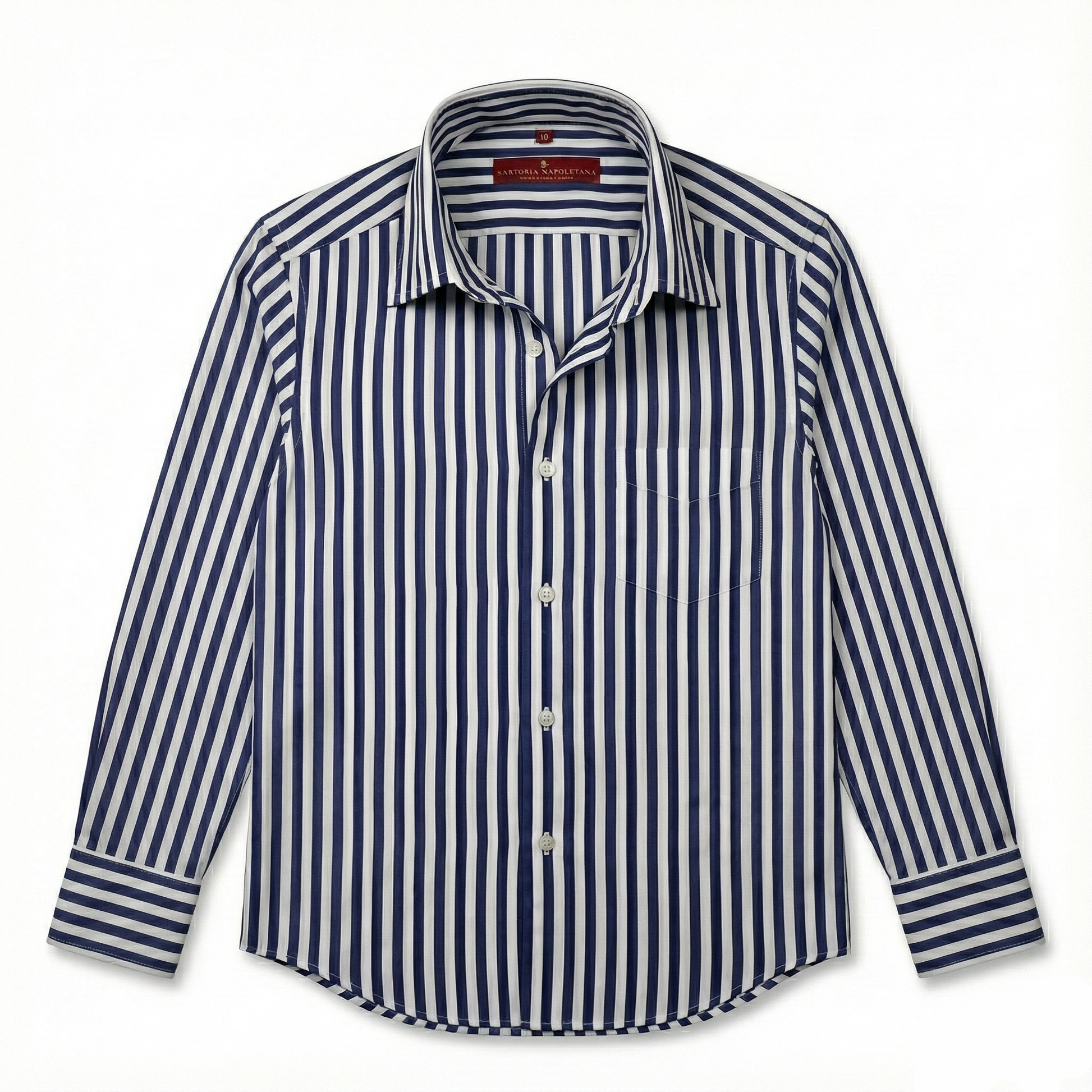 Riviera Di Perla Çizgili Beyaz Gömlek - Lacivert