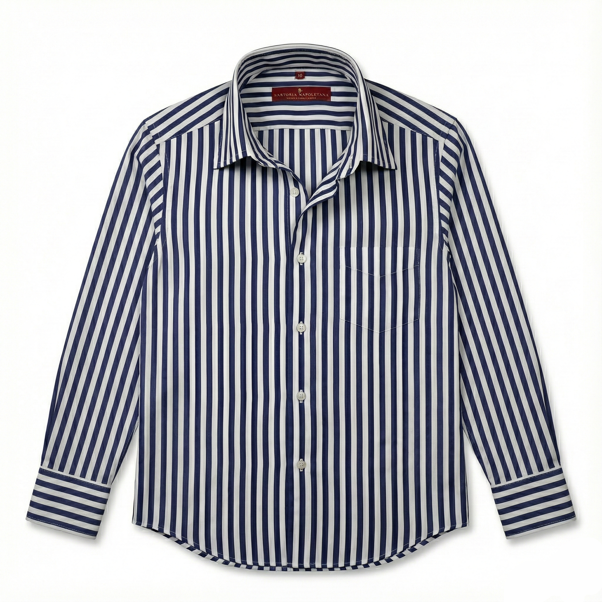 Riviera Di Perla Çizgili Beyaz Gömlek - Lacivert