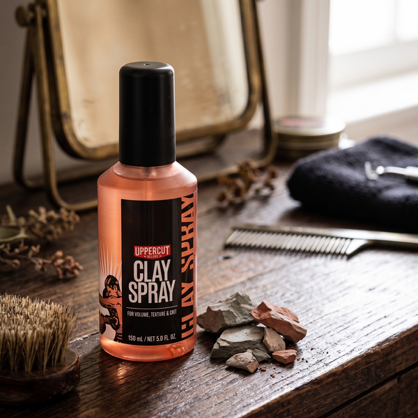 Bonherre mağazasından Uppercut Deluxe Clay Spray, hacim veren mat bitişli ve mandalina-paçuli kokulu lüks saç spreyi.