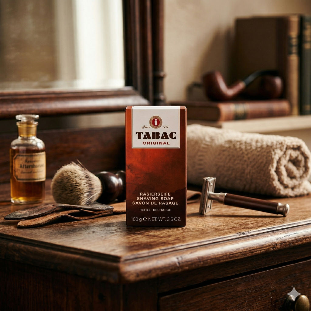 Bonherre mağazasından Tabac Original, kalın ve kremsi köpük sağlayan 100 g yedek stick tıraş sabunu.