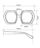 Okkia Emma Big Hexagonal Unisex Güneş Gözlüğü Klasik Havana