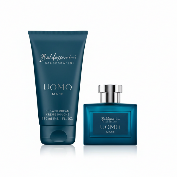 Bonherre mağazasından Uomo Mare erkek parfüm seti, deniz tuzu, bergamot ve sandal ağacı notalı 50 ml EDT ve 150 ml duş jeli.