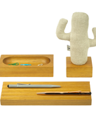 Kayigo Woody İroko Ağacı Üçlü Ofis Seti - Krem Kaktüs