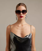 Okkia Emma Big Hexagonal Unisex Güneş Gözlüğü Siyah Ros