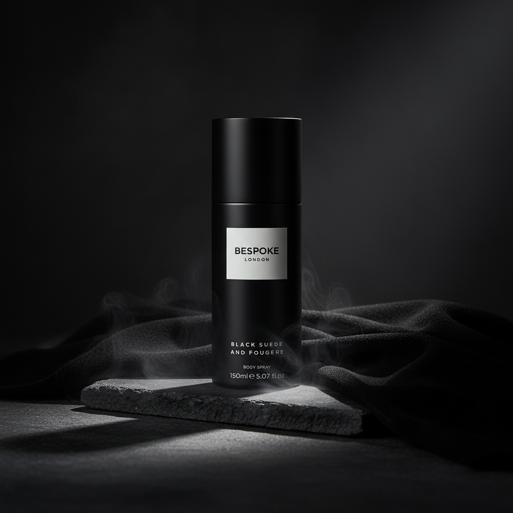 Bonherre mağazasından Bespoke Black Suede and Fougere, siyah süet ve amber notalı lüks erkek deodorantı.