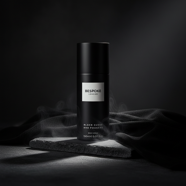 Bonherre mağazasından Bespoke Black Suede and Fougere, siyah süet ve amber notalı lüks erkek deodorantı.