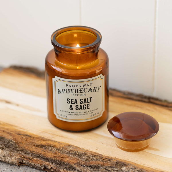 Bonherre mağazasından Apothecary serisi deniz tuzu ve adaçayı kokulu 226 gr cam mum.