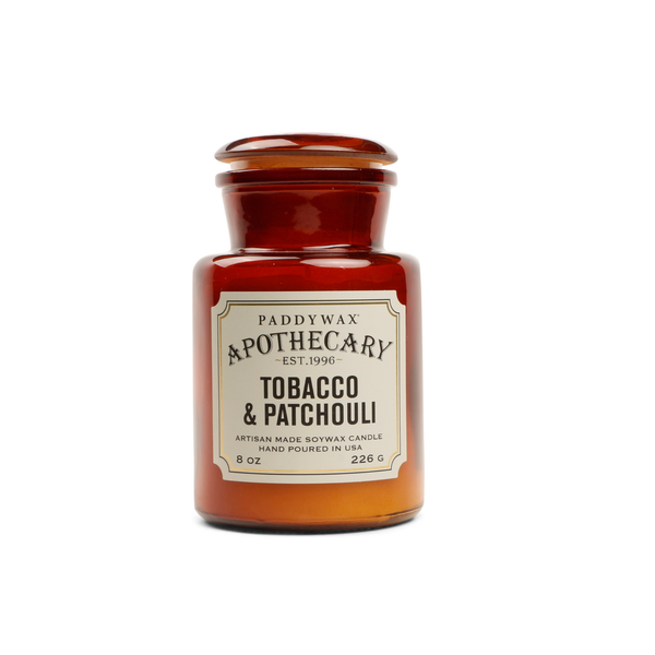 Bonherre mağazasından Apothecary serisi tütün ve paçuli kokulu 226 gr cam mum.