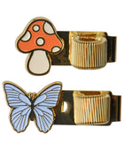 Bonherre mağazasından Designworks Ink marka, kelebek ve mantar tasarımlı 2'li kitap kalem klipsi.