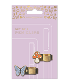 Bonherre mağazasından Designworks Ink marka, kelebek ve mantar tasarımlı 2'li kitap kalem klipsi.