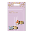 Bonherre mağazasından Designworks Ink marka, kelebek ve mantar tasarımlı 2'li kitap kalem klipsi.