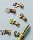 Bonherre mağazasından Designworks Ink marka, kelebek ve mantar tasarımlı 2'li kitap kalem klipsi.