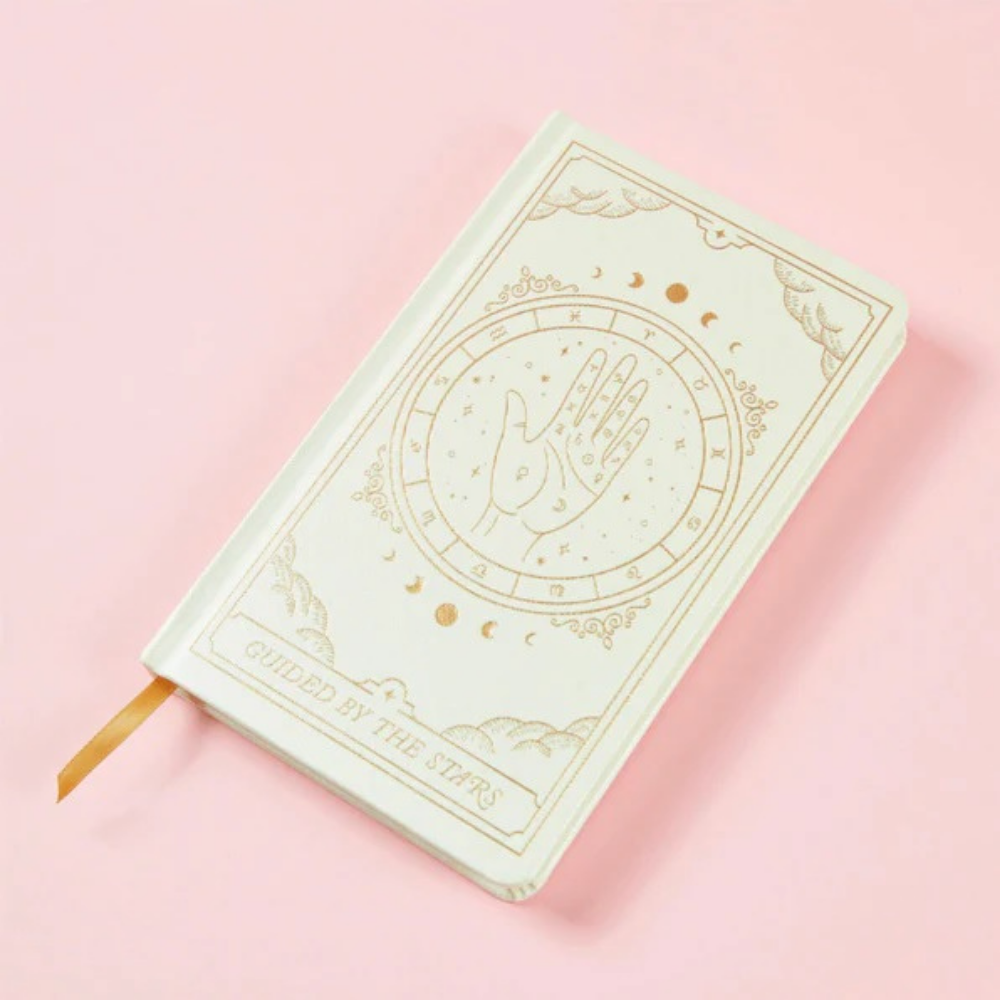 Bonherre mağazasından Designworks Ink marka, zodyak desenli kırık beyaz sert kapak defter.
