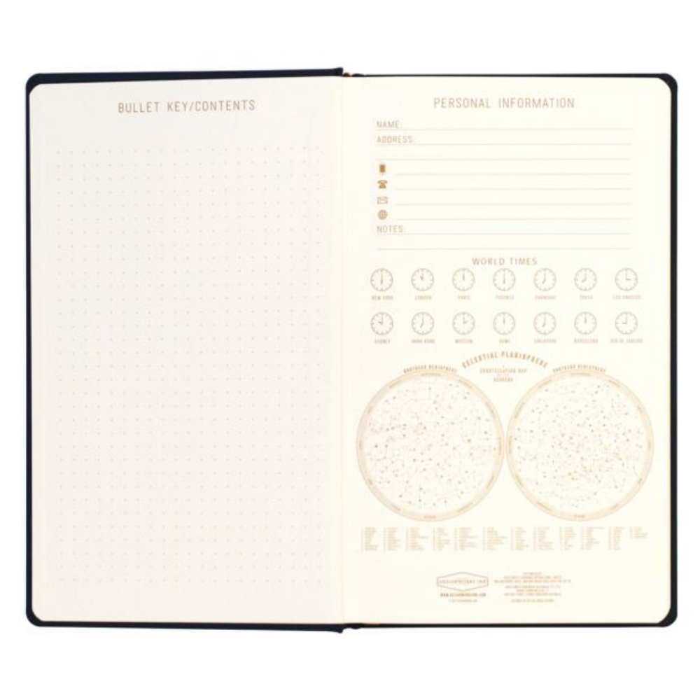 Bonherre mağazasından Designworks Ink marka, gökyüzü desenli lacivert sert kapak defter.