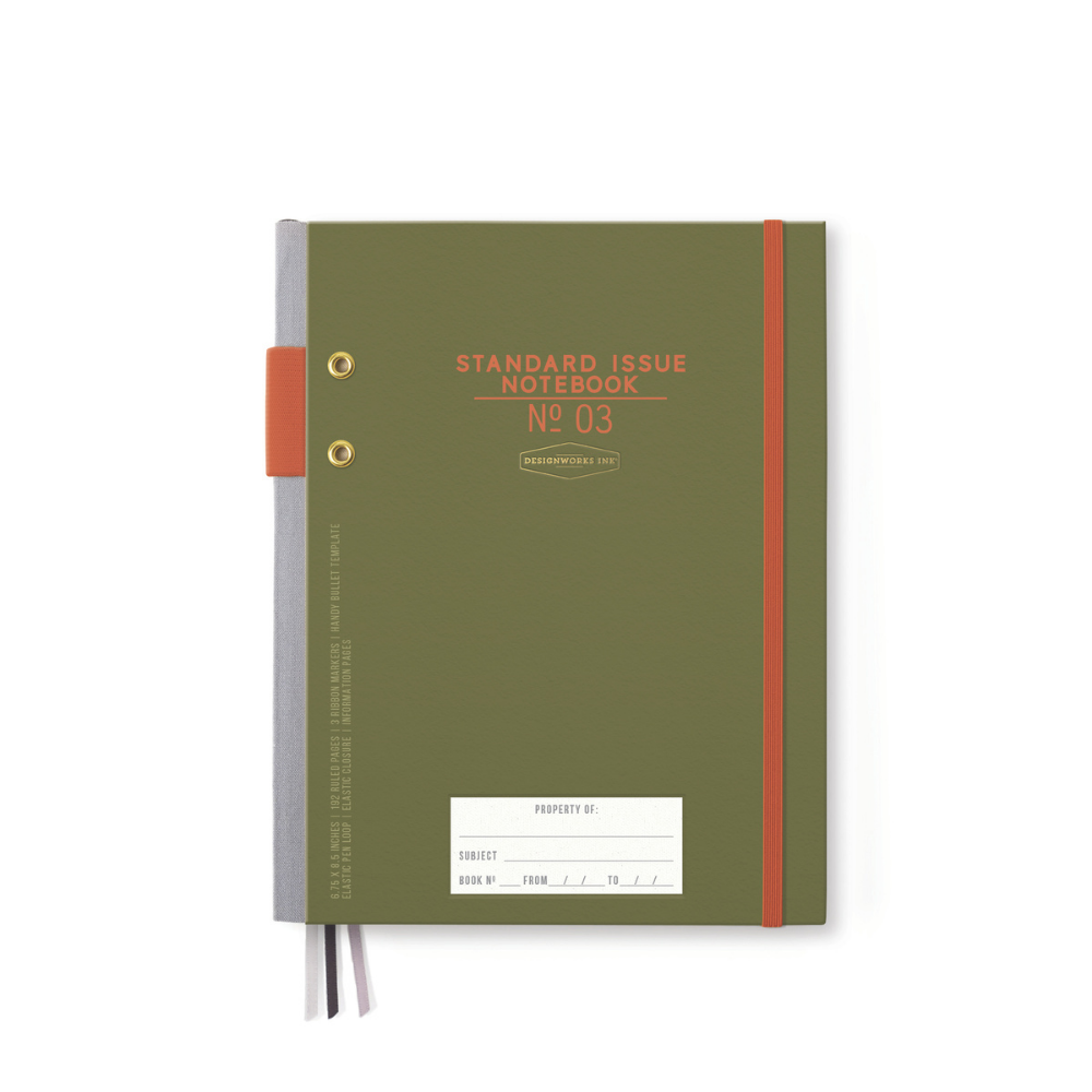 Bonherre mağazasından Designworks Ink marka, ordu yeşili ve biber kırmızısı renklerinde Standard Issue planlayıcı defter.