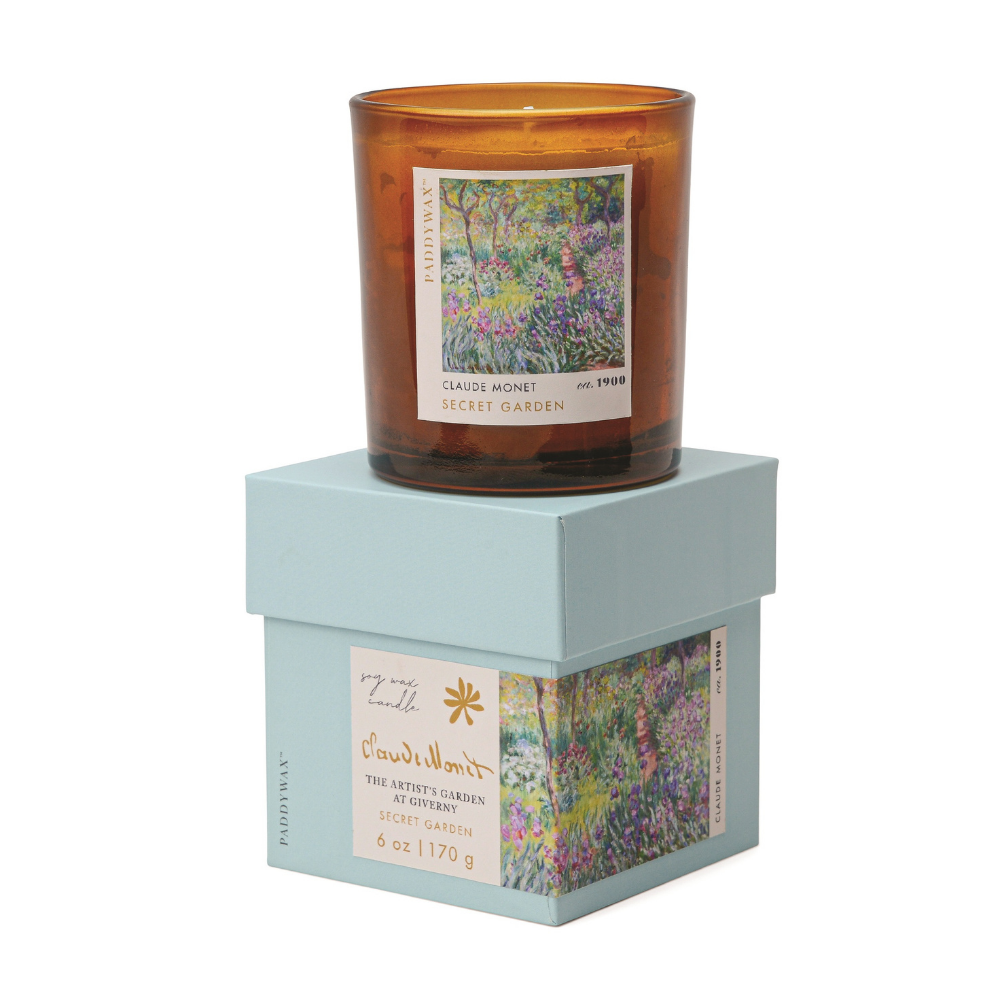 Bonherre mağazasından Empresyonistler serisi Monet Giverny Bahçesi temalı 170 gr cam mum.
