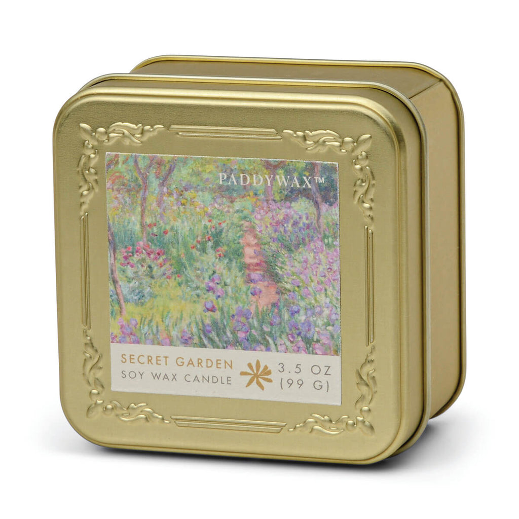 Bonherre mağazasından Empresyonistler serisi Monet Giverny Bahçesi temalı 99 gr metal teneke mum.