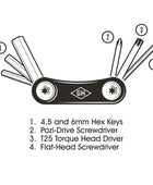 Bonherre mağazasından Gentlemen's Hardware marka, 8 fonksiyonlu mini bisiklet çok amaçlı alet.