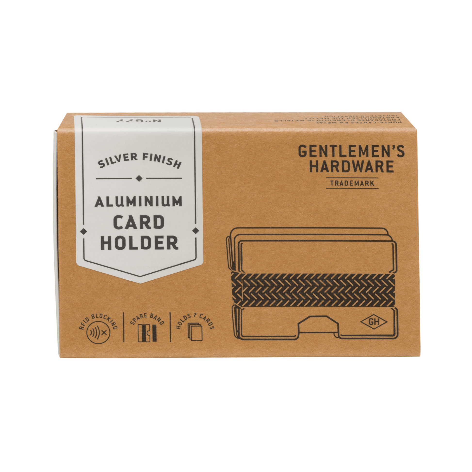 Bonherre mağazasından Gentlemen's Hardware marka, RFID korumalı, gümüş renkli alüminyum kartlık.