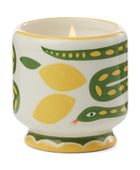 Bonherre mağazasından Paddywax markasına ait, yılan desenli seramik kutuda, ferahlatıcı limon otu kokulu 226 gr lüks mum.