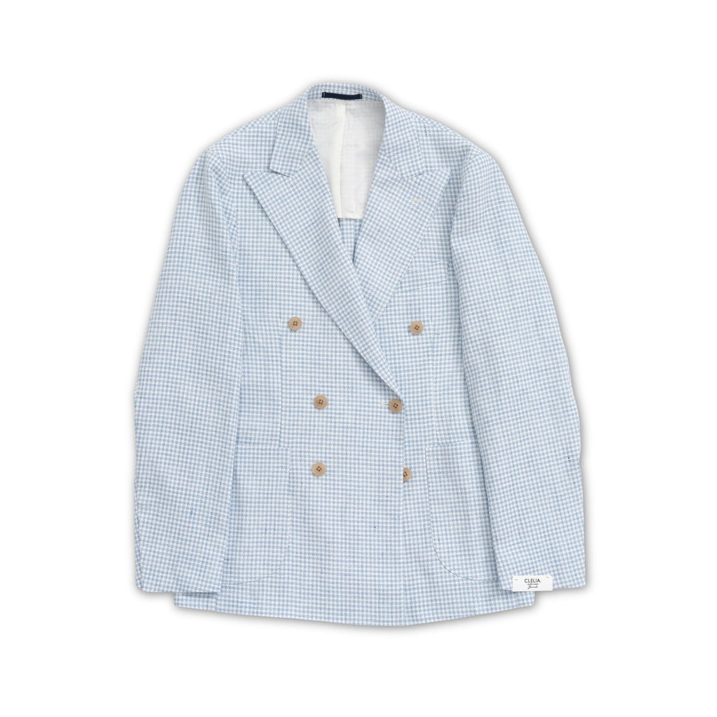 Kruvaze Blazer Ceket - Mavi Pied de Poule