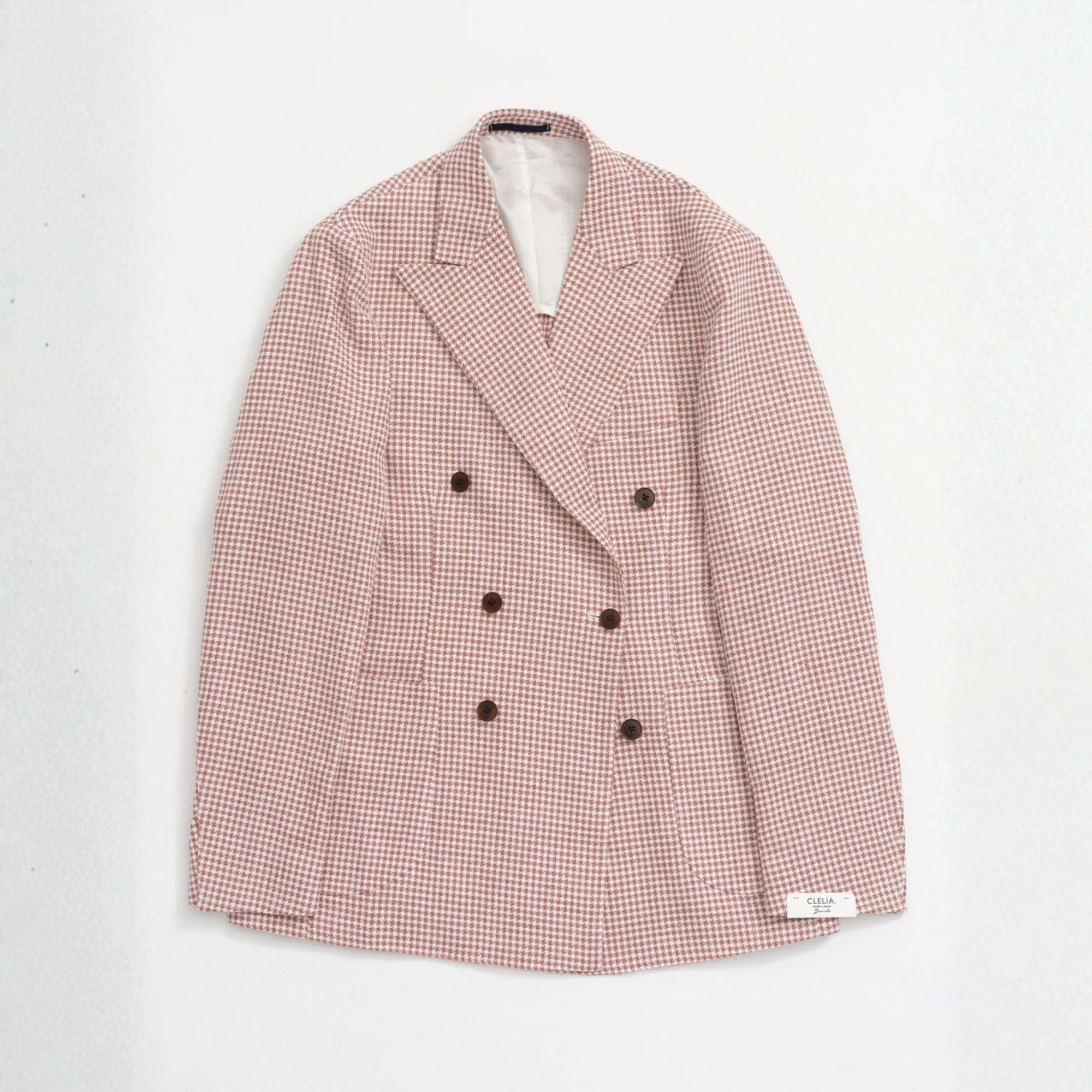 Kruvaze Blazer Ceket - Kiremit Pied de Poule
