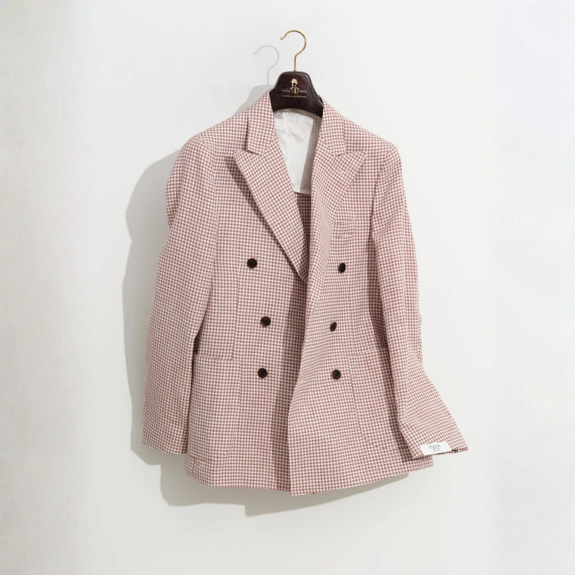 Kruvaze Blazer Ceket - Kiremit Pied de Poule