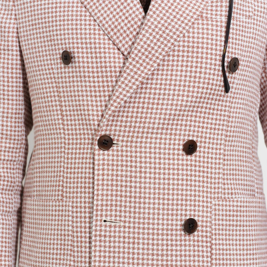 Kruvaze Blazer Ceket - Kiremit Pied de Poule