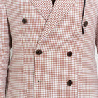 Kruvaze Blazer Ceket - Kiremit Pied de Poule