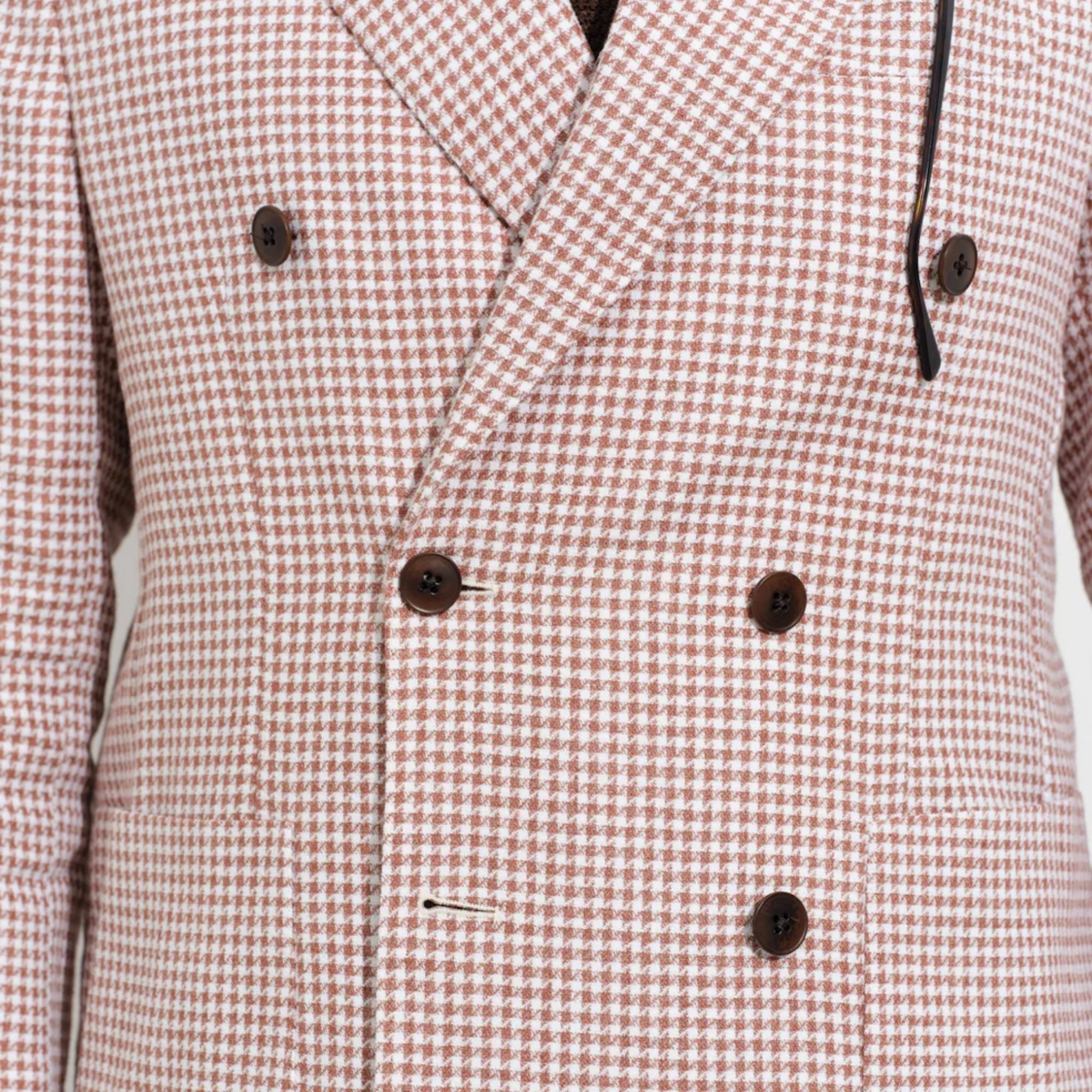 Kruvaze Blazer Ceket - Kiremit Pied de Poule