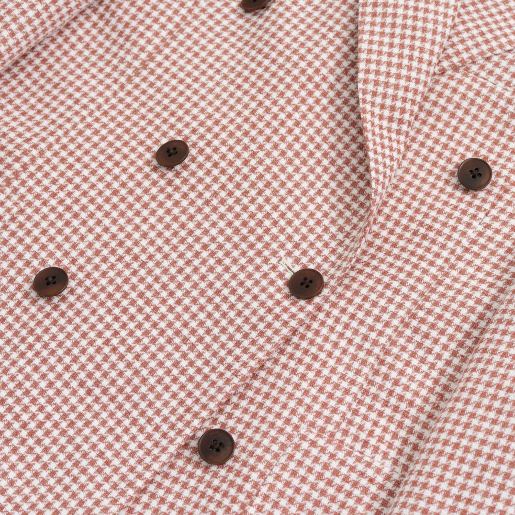 Kruvaze Blazer Ceket - Kiremit Pied de Poule