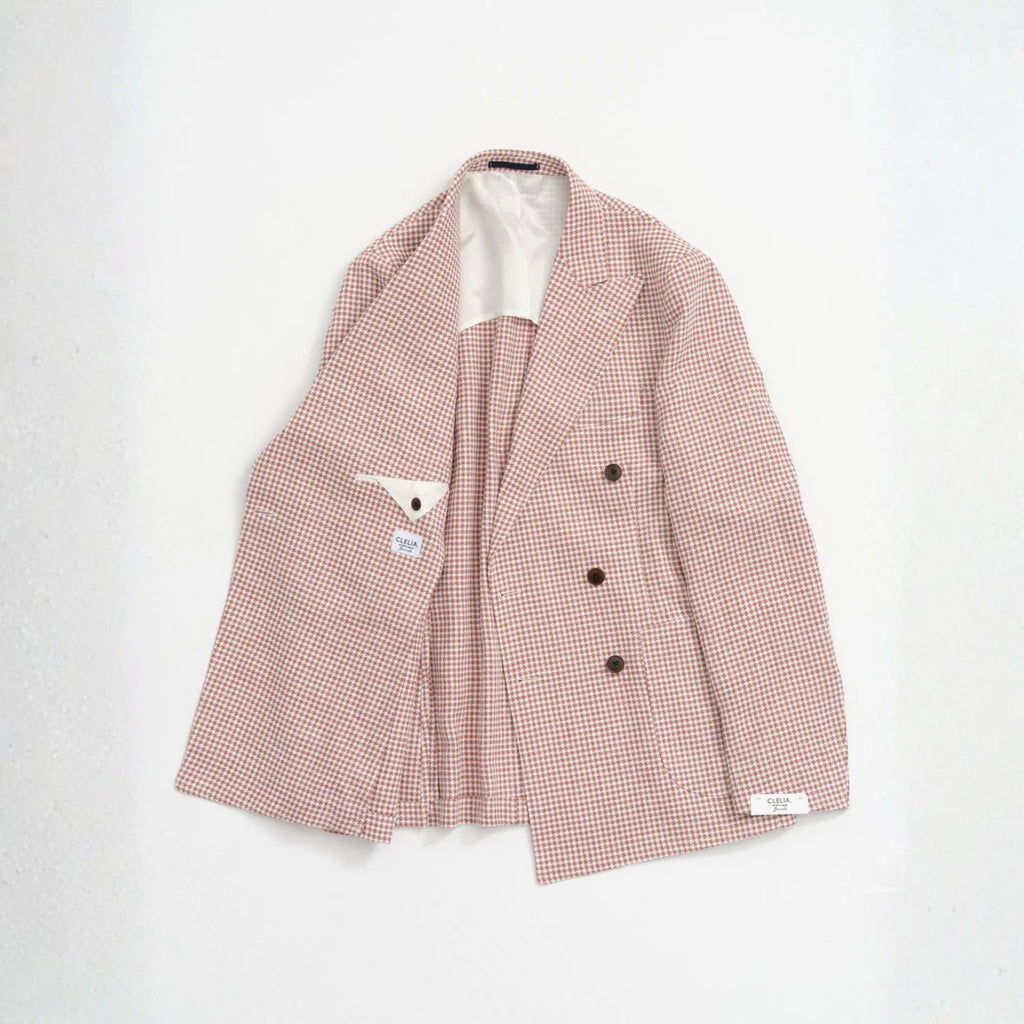 Kruvaze Blazer Ceket - Kiremit Pied de Poule