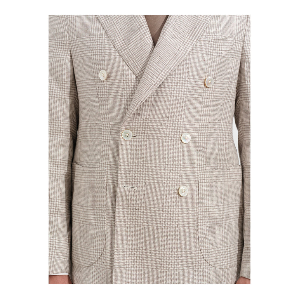 Bonherre mağazasından Borriello X Enis İnci Glen Check blazer, sedef düğme ve yama cep detayı.