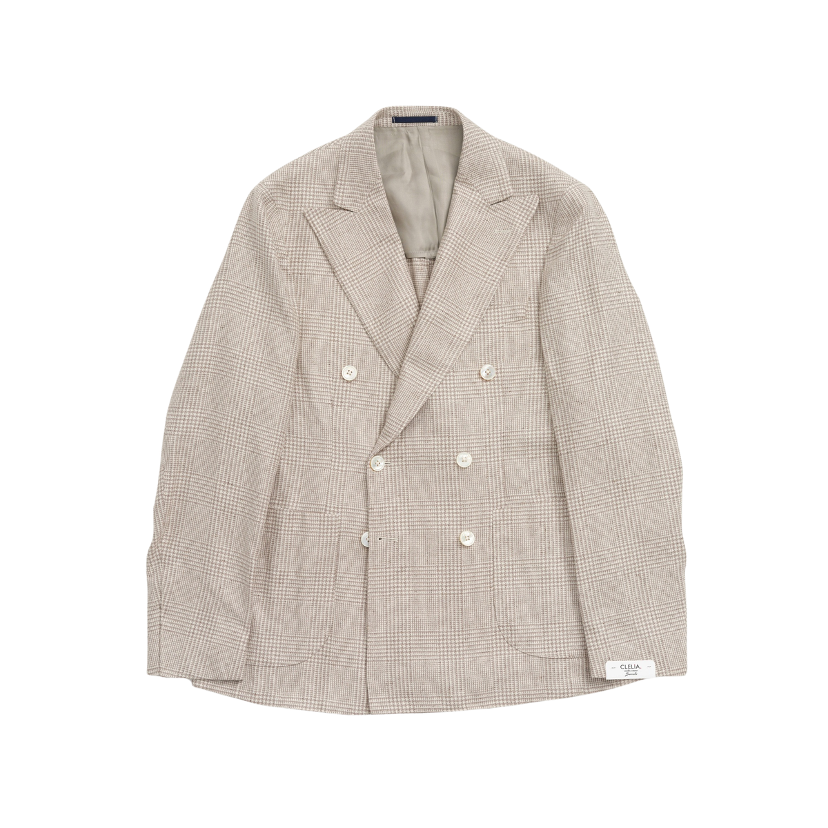 Kruvaze Blazer Ceket - Bej Glen Check İpek