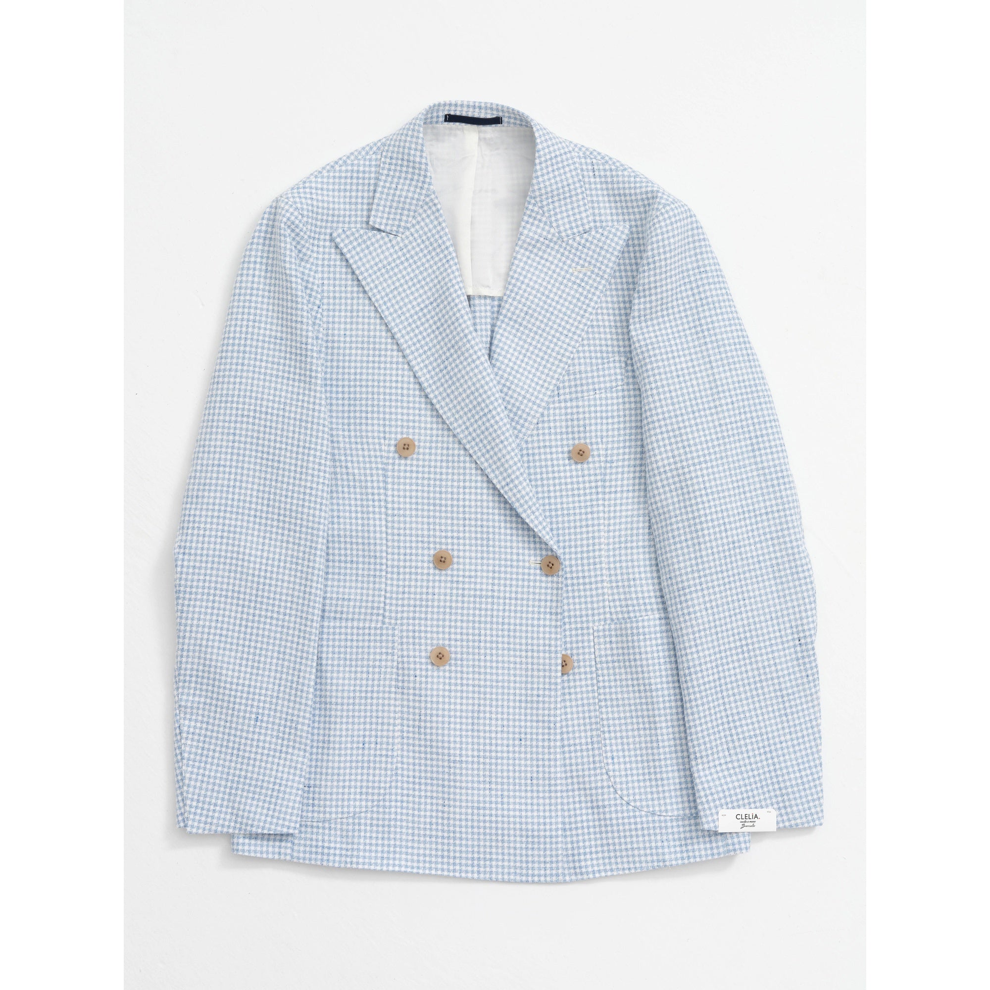 Bonherre mağazasından Borriello X Enis İnci Kruvaze Blazer Ceket - Mavi Pied de Poule, premium İtalyan kumaşından el işçiliğiyle üretilmiş lüks erkek ceket.