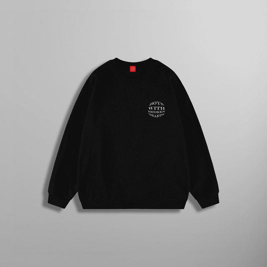 Nakışlı Siyah Düz Sweatshirt