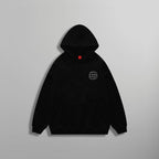 Kabartma Baskılı Hoodie - Siyah