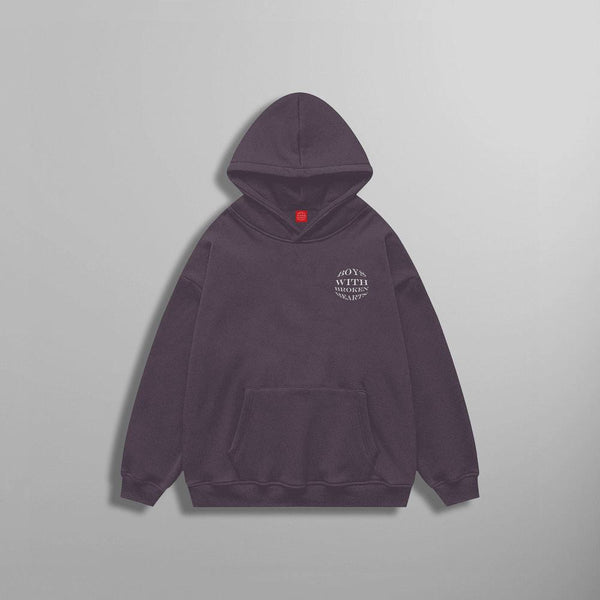 Kabartma Baskılı Hoodie - Antrasit