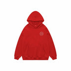 Kabartma Baskılı Hoodie - Kırmızı