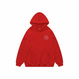 Kabartma Baskılı Hoodie - Kırmızı