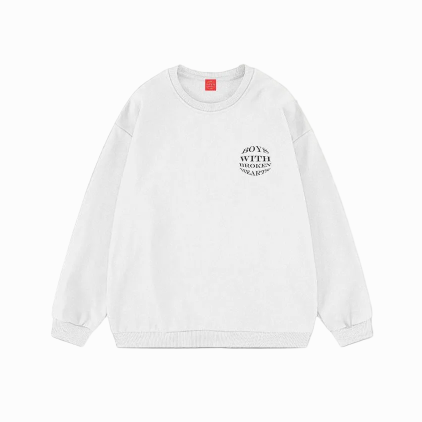 Nakışlı Beyaz Düz Sweatshirt