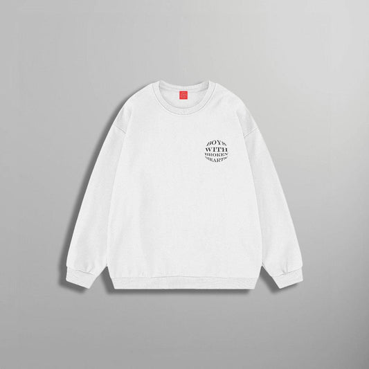 Nakışlı Beyaz Düz Sweatshirt