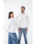 Nakışlı Beyaz Düz Sweatshirt