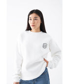 Nakışlı Beyaz Düz Sweatshirt