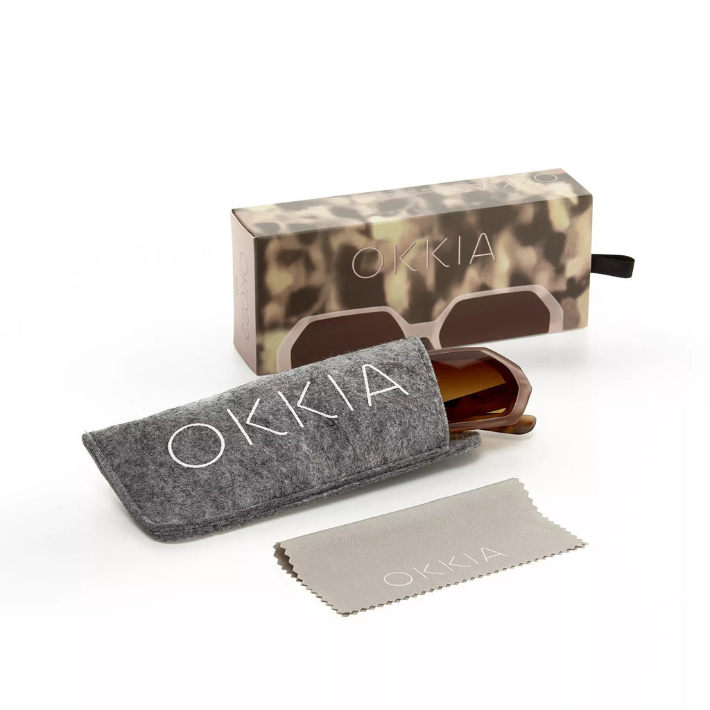 Okkia Andrea Altıgen Unisex  Güneş Gözlüğü Pembe Havana