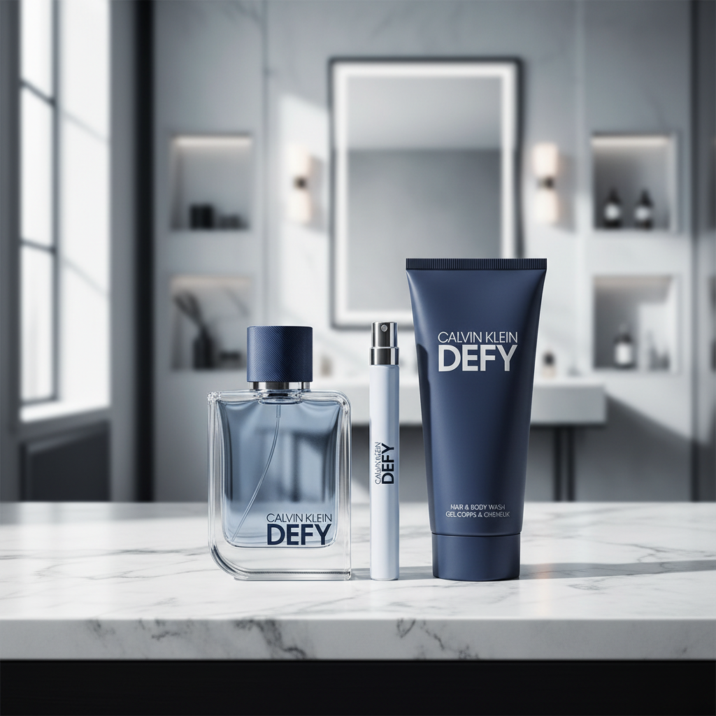Bonherre mağazasından Calvin Klein Defy, odunsu aromatik erkek parfüm ve saç & vücut şampuanı bakım seti.