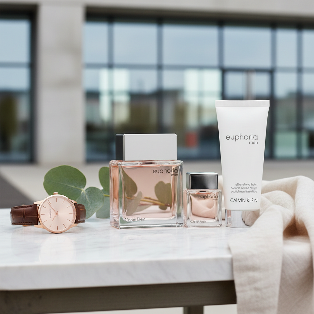 Bonherre mağazasından Calvin Klein Euphoria Men, oryantal ve odunsu erkek parfümü ile tıraş sonrası bakım seti.