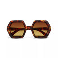 Okkia Emma Big Hexagonal Unisex Güneş Gözlüğü Klasik Havana